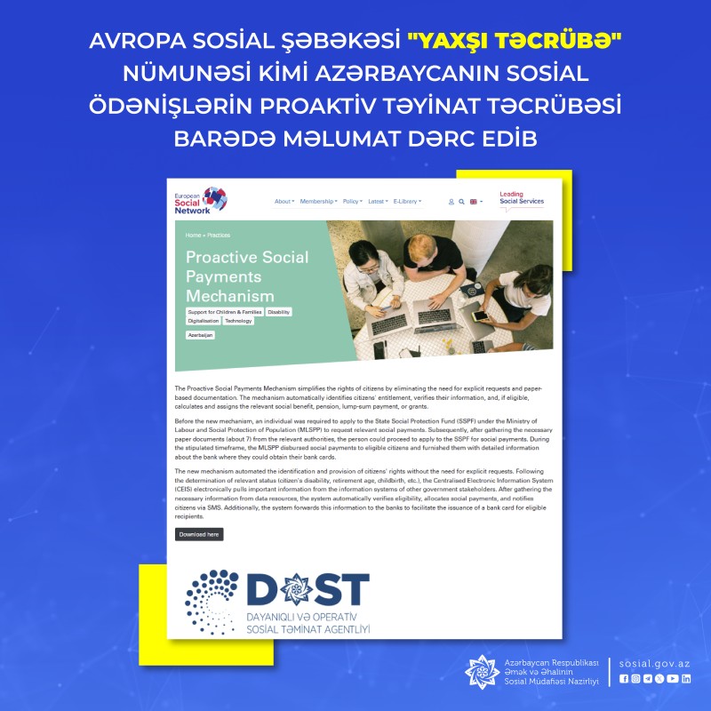 Avropa Sosial Şəbəkəsi  Azərbaycanda sosial ödənişlərdən yazdı